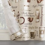 No. 918 Bristol Coffee Shop Yarı Şeffaf Çubuk Cep Mutfak Perdesi Saçak ve Kat Seti, 137 cm x 60 cm 3 Parça, Fildişi Kırık Beyaz