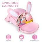 NOHOO Toddler Sırt Çantası Tasma, Mini Sevimli Karikatür Hayvan, Erkek Bebek Kız 3~6 Yaş için Su Geçirmez Seyahat Kitap Çantası, Pembe Tavşan, 3d Karikatür