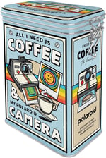 Nostalgic-Art Retro Kahve Kapları, 1,3 l, Polaroid Kahve ve Kamera - Fotoğraf severler için hediye fikri, resmi lisans ürünü (OLP), Aroma koruma kapaklı kutu, vintage tasarım