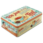 Nostalgic-Art Retro Saklama Kabı Düz, 2,5 l, Çay ve Kurabiye Together – Nostalji hayranları için hediye fikri, kapaklı sac kutu, vintage tasarım