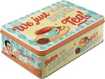 Nostalgic-Art Retro Saklama Kabı Düz, 2,5 l, Çay ve Kurabiye Together – Nostalji hayranları için hediye fikri, kapaklı sac kutu, vintage tasarım