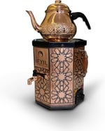 Nostaljik Elektrikli Bakır İşlemeli Çay Semaveri - 3 Litre (Bakır Demlik Hediyeli)