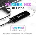NPO DK02 NVMe M.2 900/1000Mb/s USB-A/Type-C Kablolu Taşınabilir Harici SSD (GB, 0)