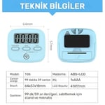 NPO NPT05M Mutfak,Ders,Yemek için 99:59dk Dijital Alarm Kronometre,Pomodoro Öğrenci Motivasyon Saati