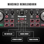 Numark DJ2GO2 Touch – Yolculuk için mini DJ kontrol cihazı – 2 panelli USB DJ konsolu, ses arayüzü ve kapasiteli Jogwheels, 4 Pad modu; yazılım dahil