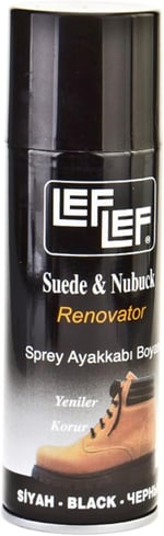 Nuri LefLef Süet Nubuk Ayakkabı Boyası Yenileyici Koruyucu Sprey (200 ml) (Siyah)