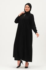 NURSEL KOLU NERVÜRLÜ PİLİSELİ MEDİNE İPEĞİ KADIN FERACE