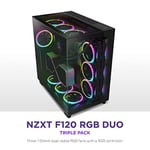 NZXT F120 RGB Duo Üçlü Paket - RGB Kontrolörlü 3 x 120 mm Çift Taraflı RGB Fanlar - 20 Ayrı Adreslenebilir LED - Dengeli Hava Akışı ve Statik Basınç - Akışkan Dinamik Rulman - PWM - Siyah