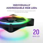 NZXT F120 RGB Duo Üçlü Paket - RGB Kontrolörlü 3 x 120 mm Çift Taraflı RGB Fanlar - 20 Ayrı Adreslenebilir LED - Dengeli Hava Akışı ve Statik Basınç - Akışkan Dinamik Rulman - PWM - Siyah