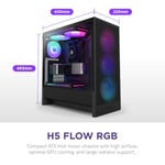 NZXT H5 Flow 2024 CC-H52FB-R1 RGB Fanlı Siyah E-ATX Oyuncu Kasası - Seçenekler: RGB Fanlar, RGB Olmayan Fanlar, H5 Flow RGB 2024...