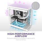 NZXT H6 Flow Orta Kule ATX PC Kasası, Kompakt Çift Odacıklı Tasarım, Panoramik Temperli Cam, Yüksek Hava Akışı, 3x 120mm Fan Dahil, Kablo Yönetimi, Beyaz