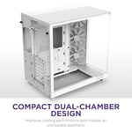 NZXT H6 Flow Orta Kule ATX PC Kasası, Kompakt Çift Odacıklı Tasarım, Panoramik Temperli Cam, Yüksek Hava Akışı, 3x 120mm Fan Dahil, Kablo Yönetimi, Beyaz