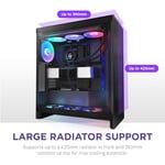 NZXT H7 Flow RGB | fanlı orta kule ATX hava akışı muhafazası | doğrudan GPU soğutma için zeminde fan destekler | 360 mm tek çerçeveli fan | kablo yönetimi | siyah