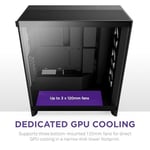 NZXT H7 Flow RGB | fanlı orta kule ATX hava akışı muhafazası | doğrudan GPU soğutma için zeminde fan destekler | 360 mm tek çerçeveli fan | kablo yönetimi | siyah