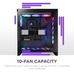 NZXT H7 Flow RGB | fanlı orta kule ATX hava akışı muhafazası | doğrudan GPU soğutma için zeminde fan destekler | 360 mm tek çerçeveli fan | kablo yönetimi | siyah