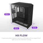 NZXT H9 Flow 2025 Orta Kule ATX PC Kasası, Büyük Çift Odacıklı Tasarım, 3x 140mm + 1x 120mm Fan Dahil, 420mm Radyatör Desteği, Temperli Cam, - Seçenekler: Non RGB Fans, RGB Fans, H9 Akış RGB (2025)...