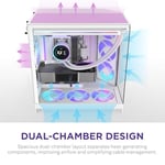 NZXT H9 Flow RGB (2025) – Büyük Çift Bölmeli ATX Mid-Tower Airflow Bilgisayar Kasası – 1 x 420 mm RGB Fan Birimi ve 1 x 120 mm Fan – 420 mm Radyatör Desteği – Sertleştirilmiş Cam – Beyaz | Önceden kur