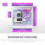 NZXT H9 Flow RGB (2025) – Büyük Çift Bölmeli ATX Mid-Tower Airflow Bilgisayar Kasası – 1 x 420 mm RGB Fan Birimi ve 1 x 120 mm Fan – 420 mm Radyatör Desteği – Sertleştirilmiş Cam – Beyaz | Önceden kur