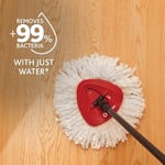 O-Cedar EasyWring Mikrofiber Spin Mop, Kovalı Zemin Temizleme Sistemi, Kırmızı, Gri