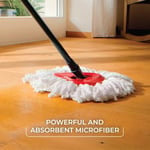 O-Cedar EasyWring Mikrofiber Spin Mop, Kovalı Zemin Temizleme Sistemi, Kırmızı, Gri