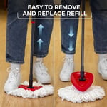 O-Cedar EasyWring Mikrofiber Spin Mop, Kovalı Zemin Temizleme Sistemi, Kırmızı, Gri