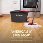 O-Cedar EasyWring Mikrofiber Spin Mop, Kovalı Zemin Temizleme Sistemi, Kırmızı, Gri