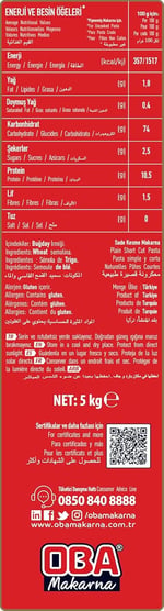 Oba Makarna Catering Arpa Şehriye 5 Kg