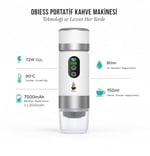 Obıess Taşınabilir Espresso Kahve Makinesi Siyah Şarjlı Kapsül ve Öğütülmüş Kahve ile Uyumlu V3