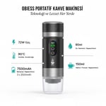 Obıess Taşınabilir Espresso Kahve Makinesi Siyah Şarjlı Kapsül ve Öğütülmüş Kahve ile Uyumlu V3