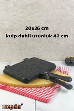 Ocak Üstü Granit Döküm El Tost ve Çok Amaçlı Grill Tava SİYAH