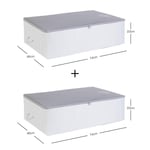 Ocean Home Textile 2 Adet Mega Boy Gri Çizgili Stuff&things Baza Altı Hurç Set 74 X 46 X 22 Cm
