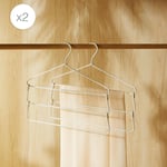 Ocean Home Textile 2'li 3 Katlı Ekru Renk Kumaş Kaplı Metal Giysi Askısı 42 X 41 X 0.5 Cm