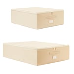 Ocean Home Textile 2'li Bej Balıksırtı Destekli Hurç Set 45 X 55 X 18 + 55 X 70 X 18 Cm