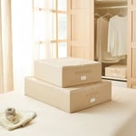 Ocean Home Textile 2'li Bej Balıksırtı Destekli Hurç Set 45 X 55 X 18 + 55 X 70 X 18 Cm