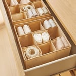 Ocean Home Textile 2'li Bölmeli Bej Balıksırtı Çekmece İçi Düzenleyici Kutu Set