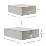 Ocean Home Textile 2'li Gri Balıksırtı Destekli Hurç Set 45 X 55 X 18 + 55 X 70 X 18 Cm