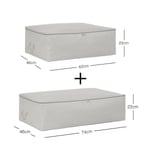 Ocean Home Textile 2'li Gri Balıksırtı Baza Altı Hurç Set
