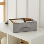 Ocean Home Textile 2'li Gri Balıksırtı Kapaklı Kutu Set 30 X 23 X 11 Cm