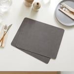 Ocean Home Textile 2'li Gri Renk Deri Amerikan Servis 40 X 30 Cm