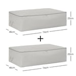 Ocean Home Textile 2'li Mega Boy Gri Balıksırtı Baza Altı Hurç Set 74 X 46 X 22 Cm