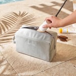 Ocean Home Textile 2'li Termal Astarlı Su İtici Leke Tutmaz Gri Renk Jüt Keten Makyaj İlaç Çantası Seti 19 X 13 X 7 / 25 X 15 X 12