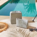 Ocean Home Textile 2'li Termal Astarlı Su İtici Leke Tutmaz Gri Renk Jüt Keten Makyaj İlaç Çantası Seti 19 X 13 X 7 / 20 X 21 X 11