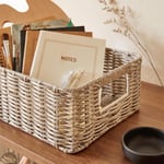 Ocean Home Textile 2'li Yıkanabilir Gri Pp Rattan Sepet Set 33 X 23 X 11 / 39 X 29 X 13 Cm