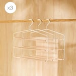 Ocean Home Textile 3'lü 3 Katlı Ahşap Destekli Mat Beyaz Renk Metal Giysi Askısı 32 X 36.5 X 0.47 Cm