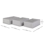 Ocean Home Textile 3'lü 7 Bölmeli Gri Balıksırtı Çekmece Düzenleyici Set