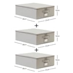 Ocean Home Textile 3'lü Küçük Boy Gri Balıksırtı Destekli Hurç Set 31 X 38 X 12 Cm
