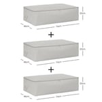 Ocean Home Textile 3'lü Mega Boy Gri Balıksırtı Baza Altı Hurç Set 74 X 46 X 22 Cm
