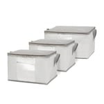 Ocean Home Textile 3'lü Pvc Pencereli Stuff & Things Gri Çizgili Hurç Set
