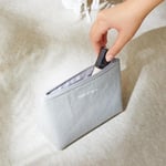 Ocean Home Textile 3'lü Termal Astarlı Su İtici Leke Tutmaz Gri Renk Jüt Keten Makyaj İlaç Çantası Seti 15 X 11 X 6 / 19 X 13 X 7