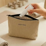 Ocean Home Textile 3'lü Termal Astarlı Su İtici Leke Tutmaz Jüt Keten Makyaj İlaç Çantası Seti 15 X 11 X 6 / 19 X 13 X 7 / 23 X 16